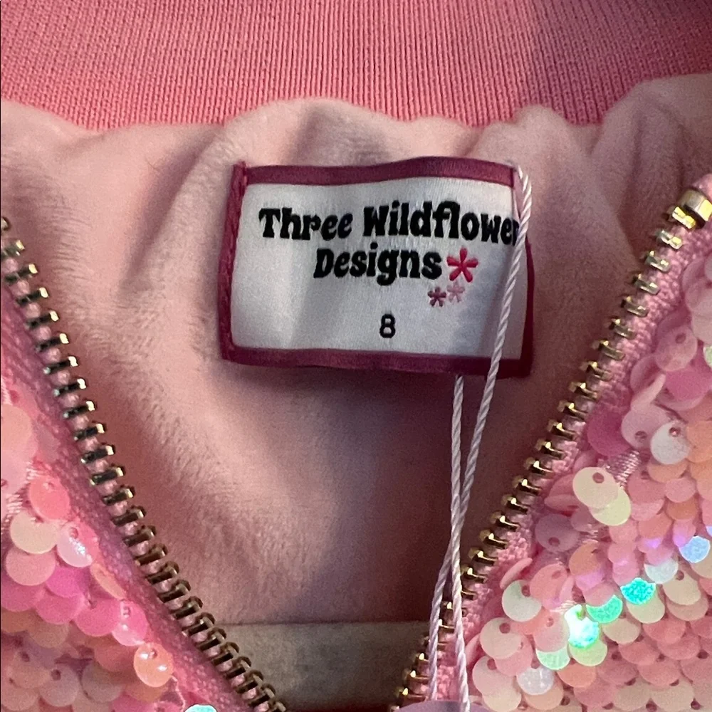 Pink Sequin Jacket with Butterfly Patches custom made by 3 wildflower designs !! - Picture 8 of 13